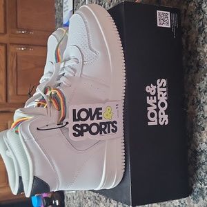 Love & Sports Women's Lace-up High-Top Sneakers Alternate Rainbow Lace Included
